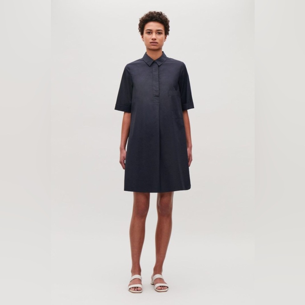 COS A-Line Navy Blue Mini Shirt Dress Size 6